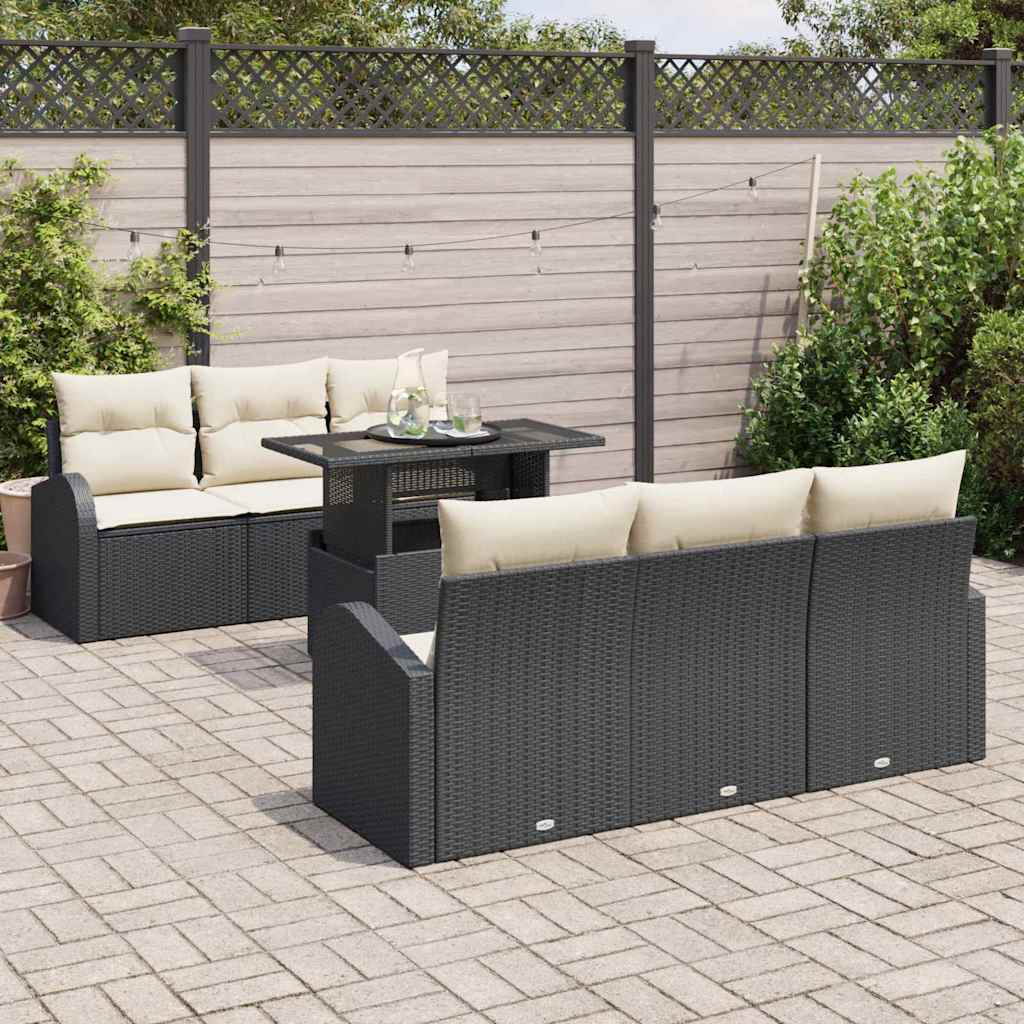 Tuin Sofa Set Met Kussen Met Opslag 7 Pcs Poly Rattan