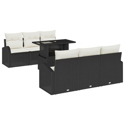 Tuin Sofa Set Met Kussen Met Opslag 7 Pcs Poly Rattan