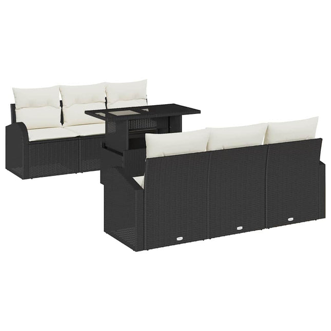 Tuin Sofa Set Met Kussen Met Opslag 7 Pcs Poly Rattan