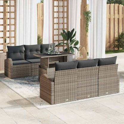 Tuin Sofa Set Met Kussen Met Opslag 7 Pcs Poly Rattan