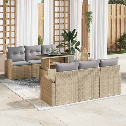 Tuin Sofa Set Met Kussen Met Opslag 7 Pcs Poly Rattan