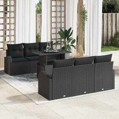 Tuin Sofa Set Met Kussen Met Opslag 7 Pcs Poly Rattan