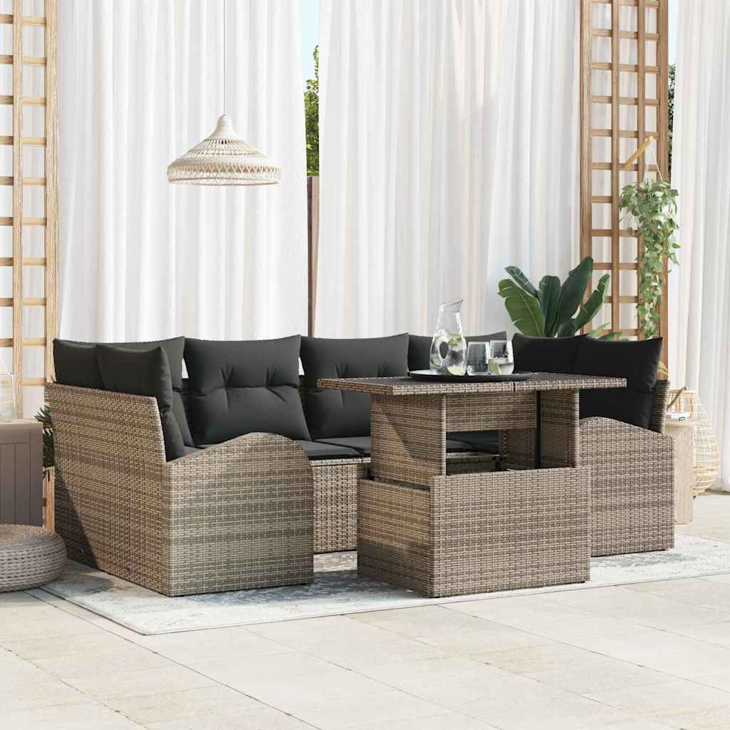 Tuin Sofa Set Met Kussen Met Opslag 7 Pcs Poly Rattan