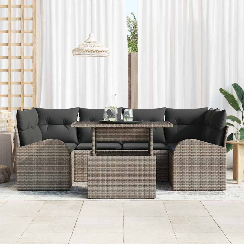 Tuin Sofa Set Met Kussen Met Opslag 7 Pcs Poly Rattan
