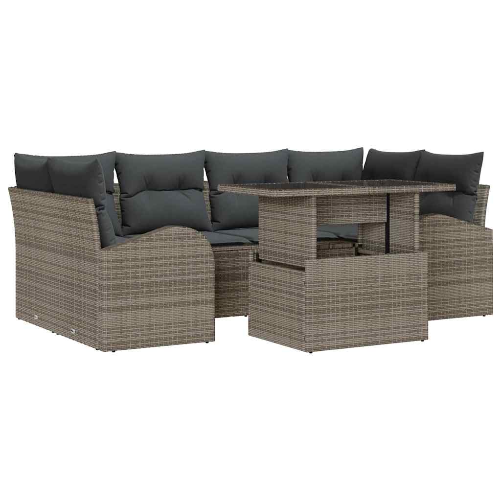 Tuin Sofa Set Met Kussen Met Opslag 7 Pcs Poly Rattan