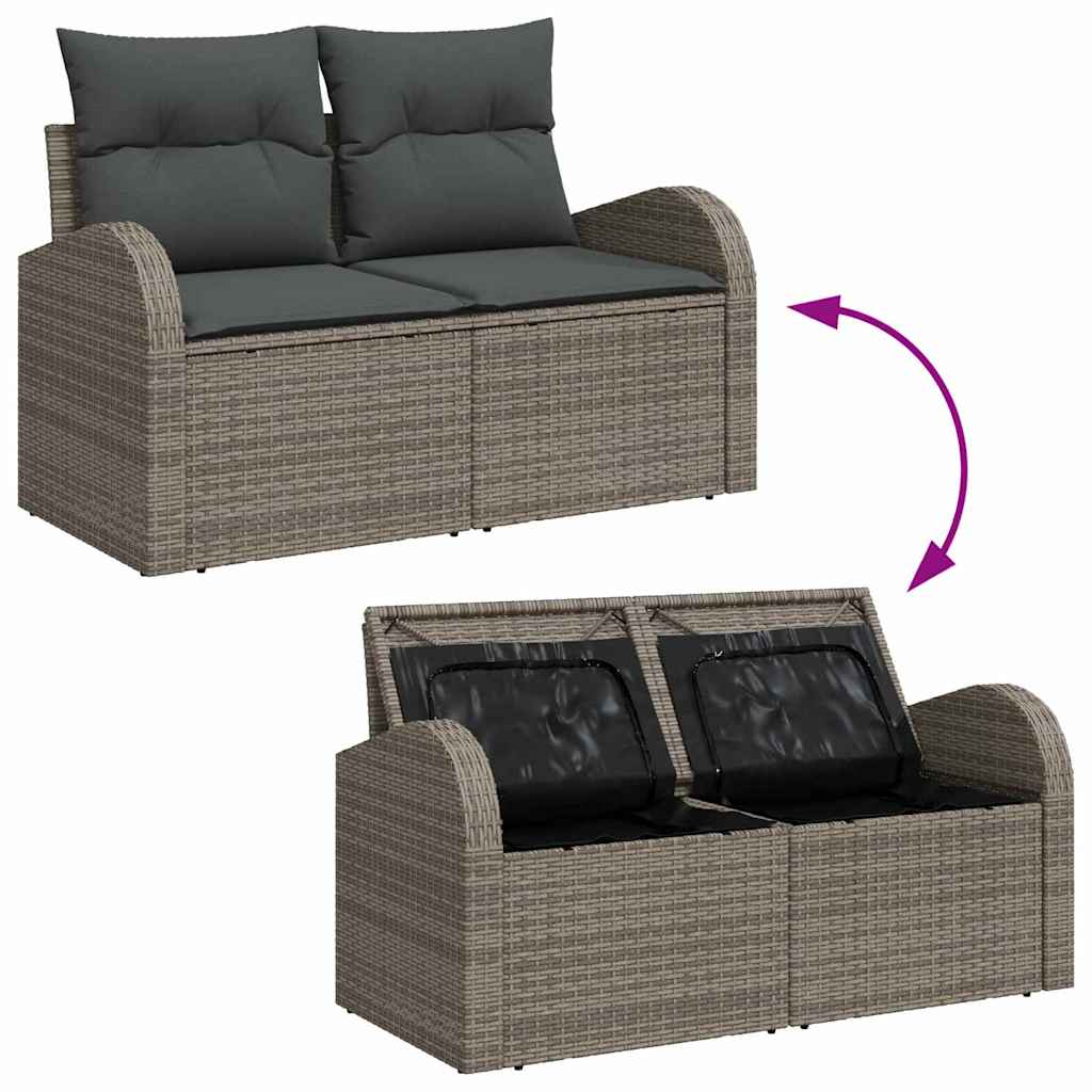 Tuin Sofa Set Met Kussen Met Opslag 7 Pcs Poly Rattan