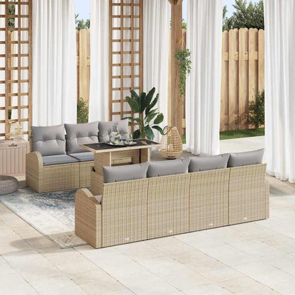 Tuin Sofa Set Met Kussen Met Opslag 8 Pcs Poly Rattan