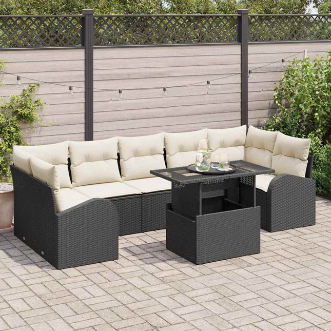 Tuin Sofa Set Met Kussen Met Opslag 8 Pcs Poly Rattan