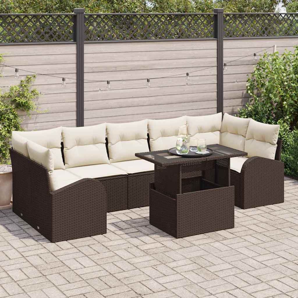 Tuin Sofa Set Met Kussen Met Opslag 8 Pcs Poly Rattan