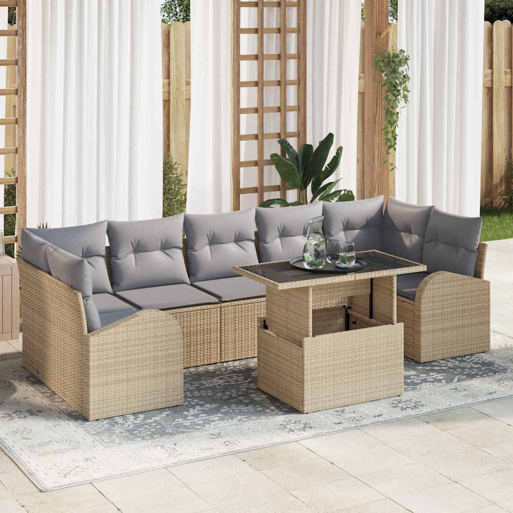 Tuin Sofa Set Met Kussen Met Opslag 8 Pcs Poly Rattan