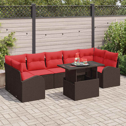 Tuin Sofa Set Met Kussen Met Opslag 8 Pcs Poly Rattan