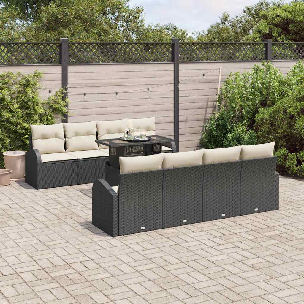 Tuin Sofa Set Met Kussen Met Opslag 9 Pcs Poly Rattan