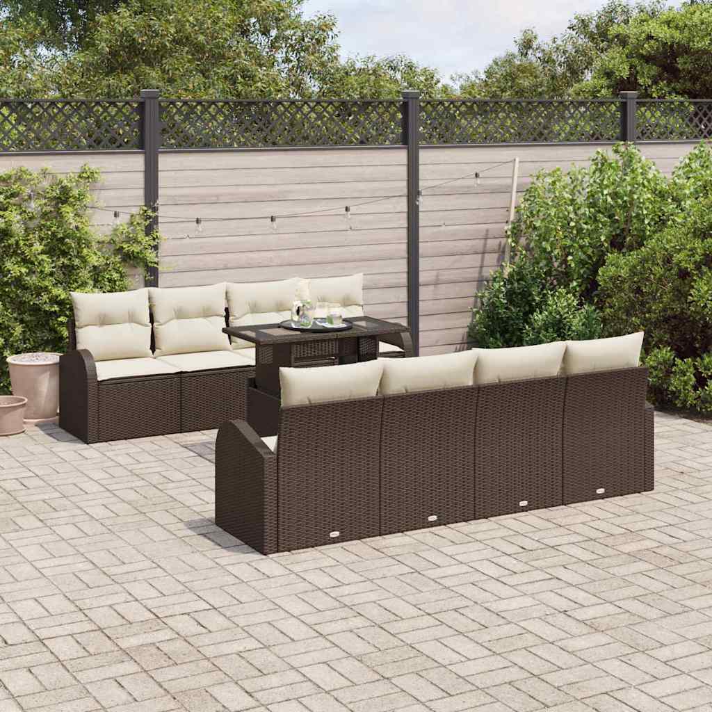 Tuin Sofa Set Met Kussen Met Opslag 9 Pcs Poly Rattan