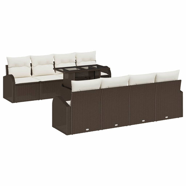 Tuin Sofa Set Met Kussen Met Opslag 9 Pcs Poly Rattan