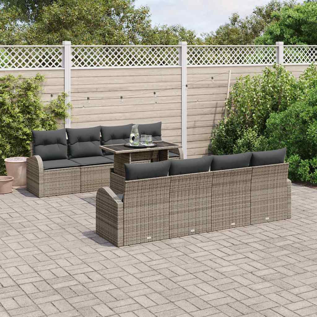 Tuin Sofa Set Met Kussen Met Opslag 9 Pcs Poly Rattan