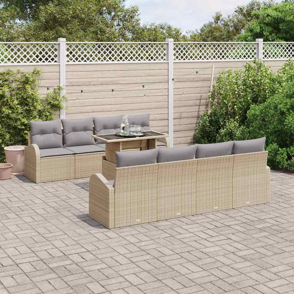 Tuin Sofa Set Met Kussen Met Opslag 9 Pcs Poly Rattan