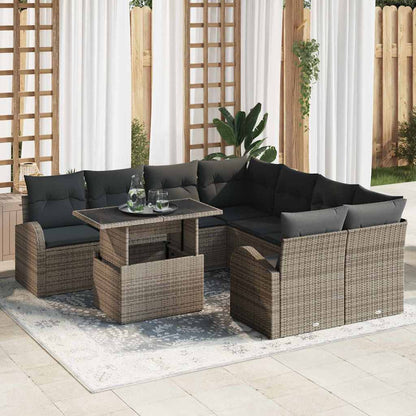 Tuin Sofa Set Met Kussen Met Opslag 9 Pcs Poly Rattan