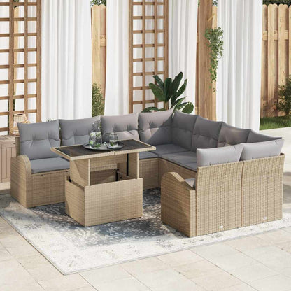 Tuin Sofa Set Met Kussen Met Opslag 9 Pcs Poly Rattan