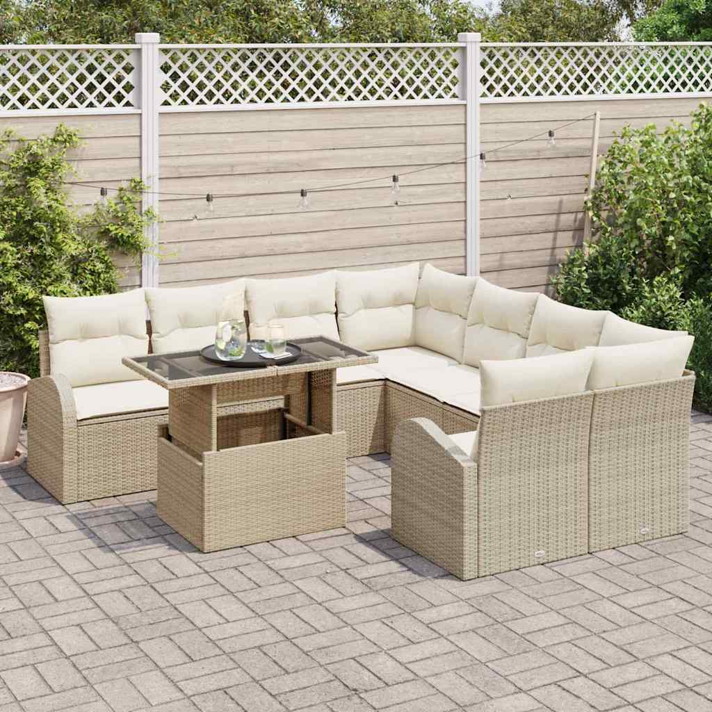 Tuin Sofa Set Met Kussen Met Opslag 9 Pcs Poly Rattan