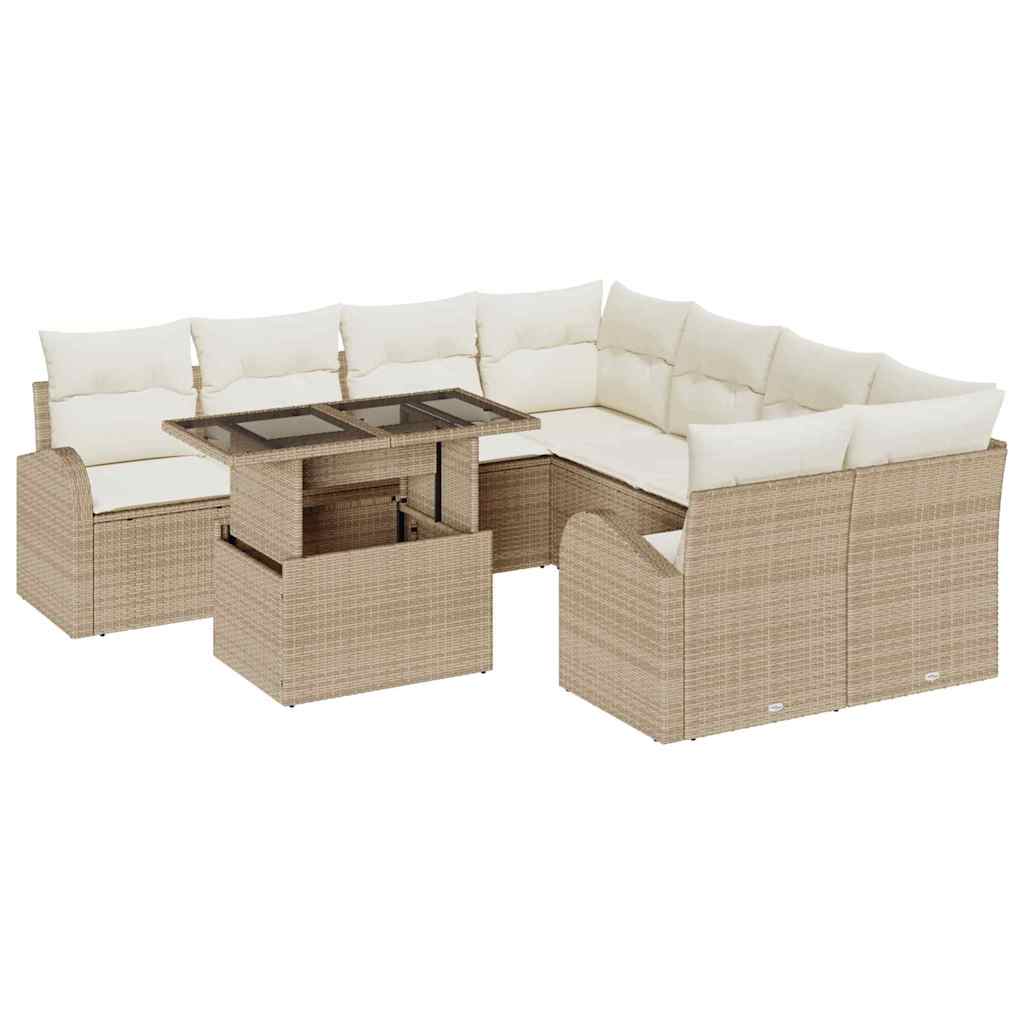 Tuin Sofa Set Met Kussen Met Opslag 9 Pcs Poly Rattan