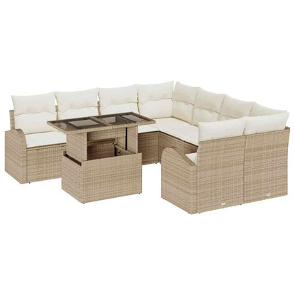 Tuin Sofa Set Met Kussen Met Opslag 9 Pcs Poly Rattan