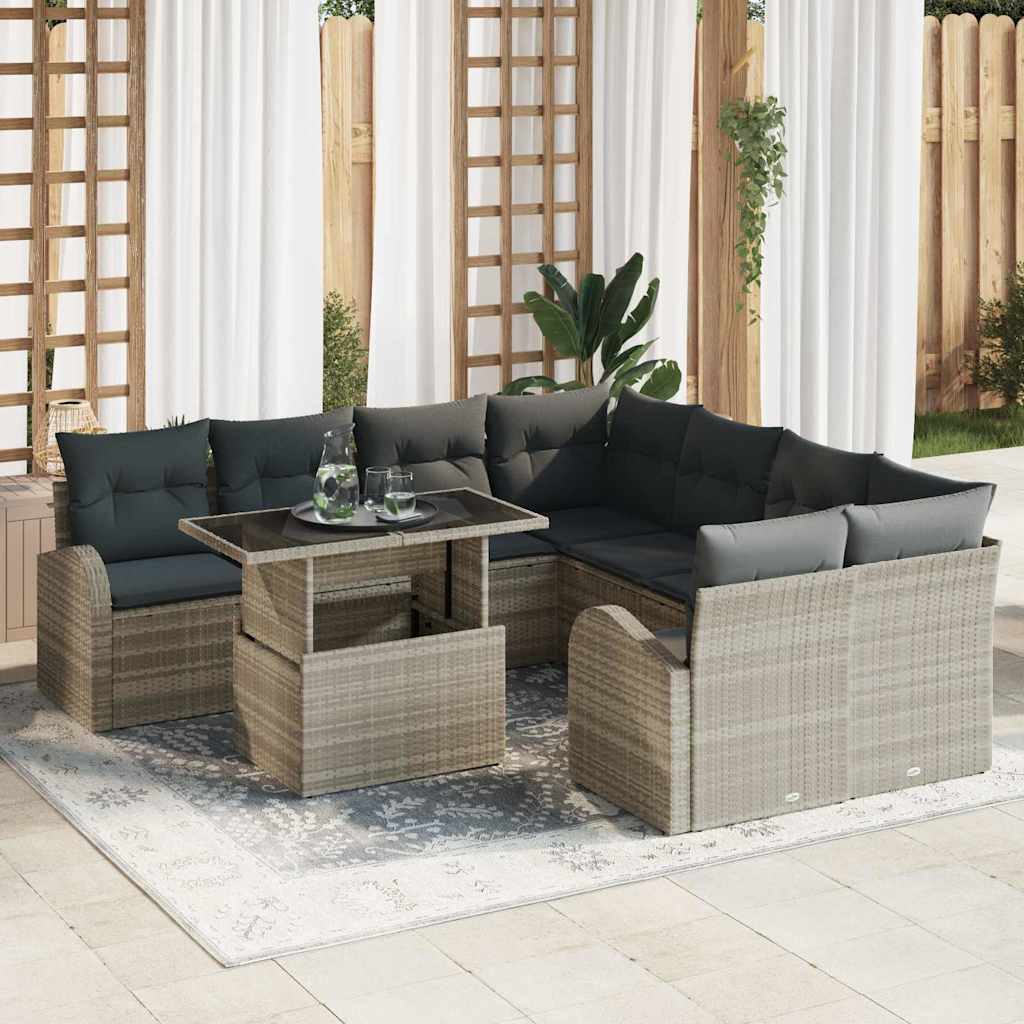 Tuin Sofa Set Met Kussen Met Opslag 9 Pcs Poly Rattan