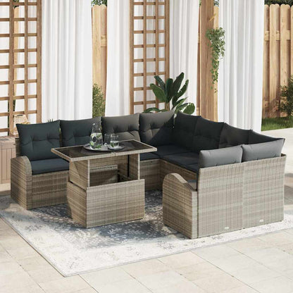 Tuin Sofa Set Met Kussen Met Opslag 9 Pcs Poly Rattan