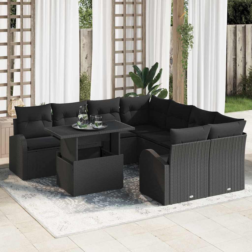 Tuin Sofa Set Met Kussen Met Opslag 9 Pcs Poly Rattan