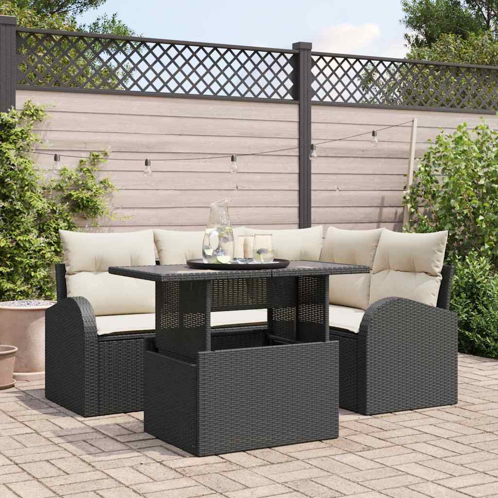 Tuin Sofa Set Met Kussen Met Opslag 5 Pcs Poly Riet