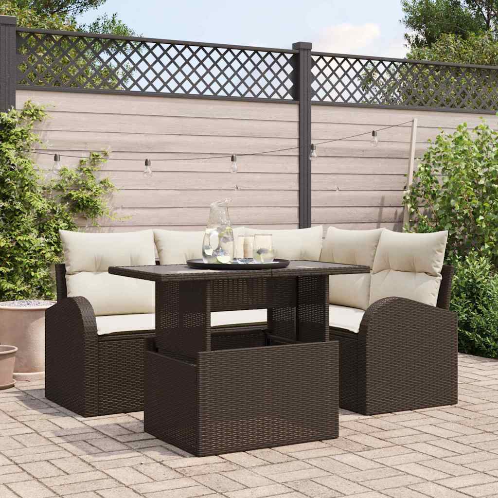 Tuin Sofa Set Met Kussen Met Opslag 5 Pcs Poly Riet