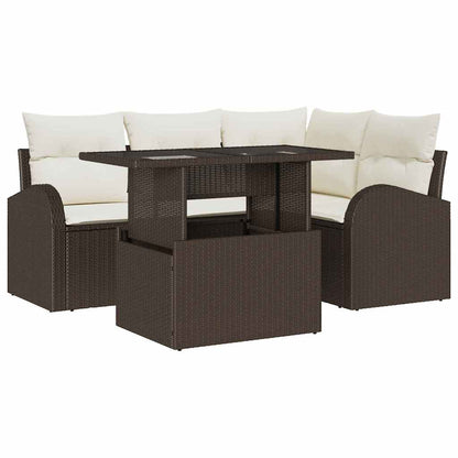 Tuin Sofa Set Met Kussen Met Opslag 5 Pcs Poly Riet