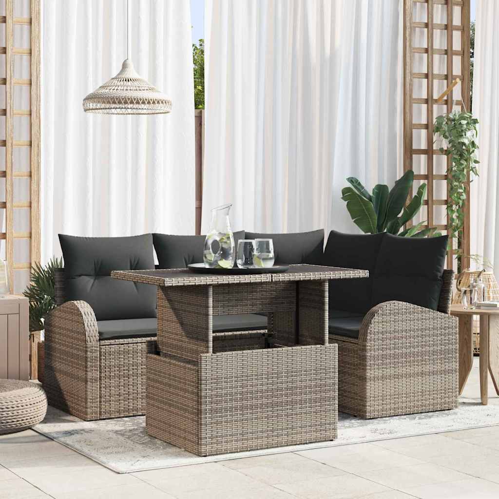 Tuin Sofa Set Met Kussen Met Opslag 5 Pcs Poly Riet