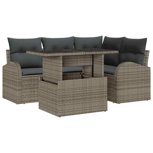 Tuin Sofa Set Met Kussen Met Opslag 5 Pcs Poly Riet