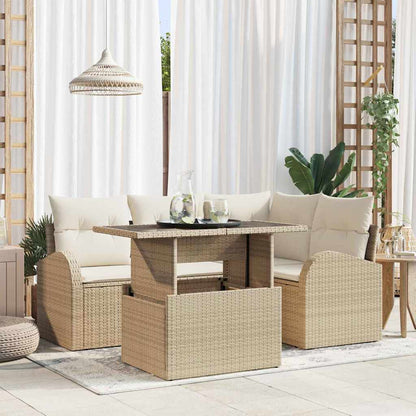 Tuin Sofa Set Met Kussen Met Opslag 5 Pcs Poly Riet
