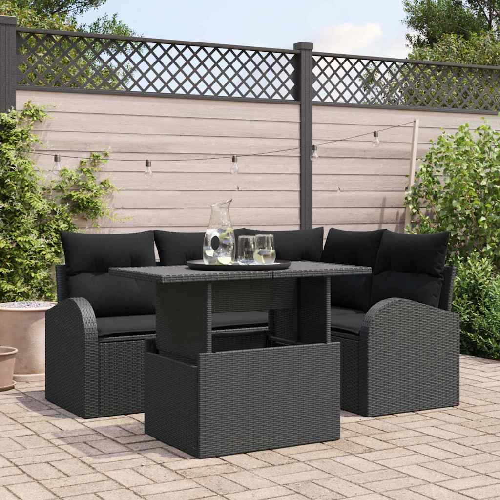 Tuin Sofa Set Met Kussen Met Opslag 5 Pcs Poly Riet