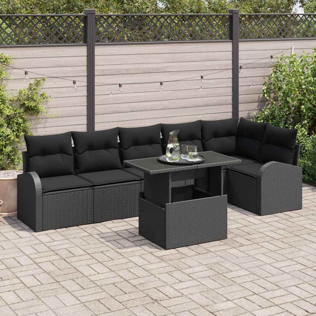Tuin Sofa Set Met Kussen Met Opslag 7 Pcs Poly Riet
