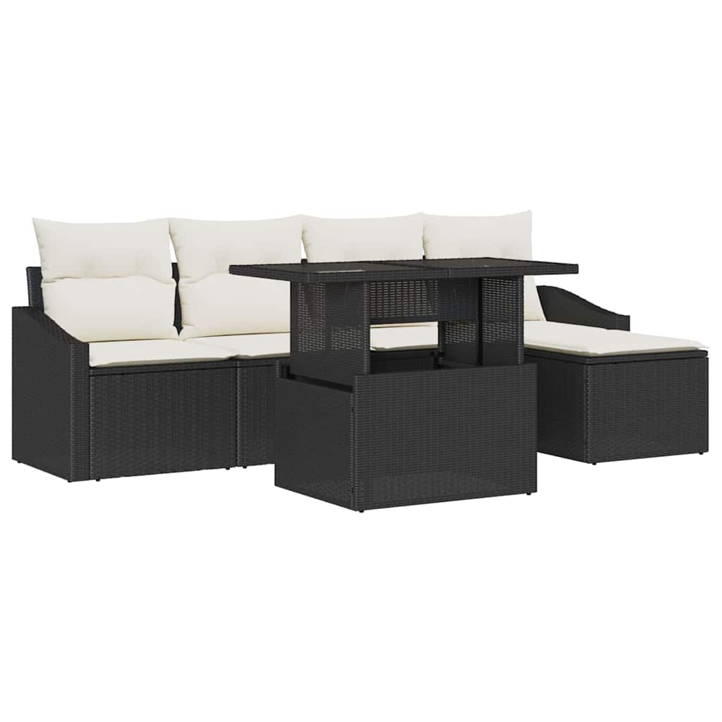 Tuin Sofa Set Met Kussen 6 Pcs En Crème Poly Rattan