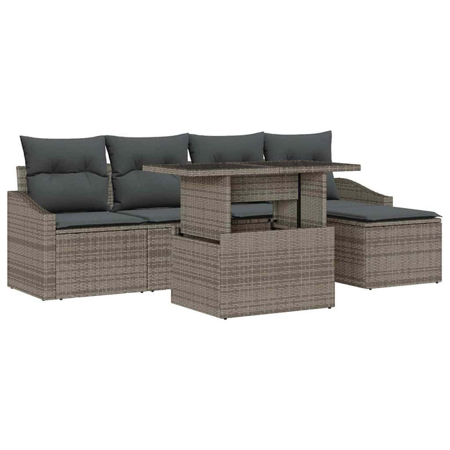 Tuin Sofa Set Met Kussen Met Opslag 6 Pcs Poly Rattan