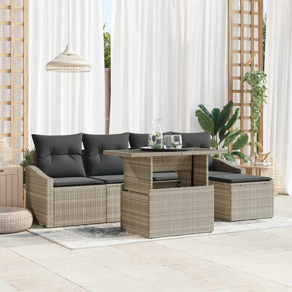 Tuin Sofa Set Met Kussen 6 Pcs En Crème Poly Rattan