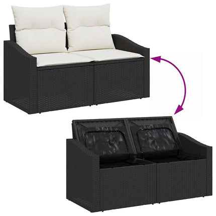 Tuin Sofa Set Met Kussen Met Opslag 5 Pcs Zwart En Crème