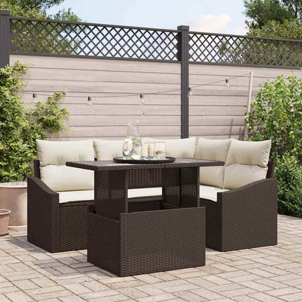 Tuin Sofa Set 5 Pcs Poly Rattan & Gepoedercoat Staal