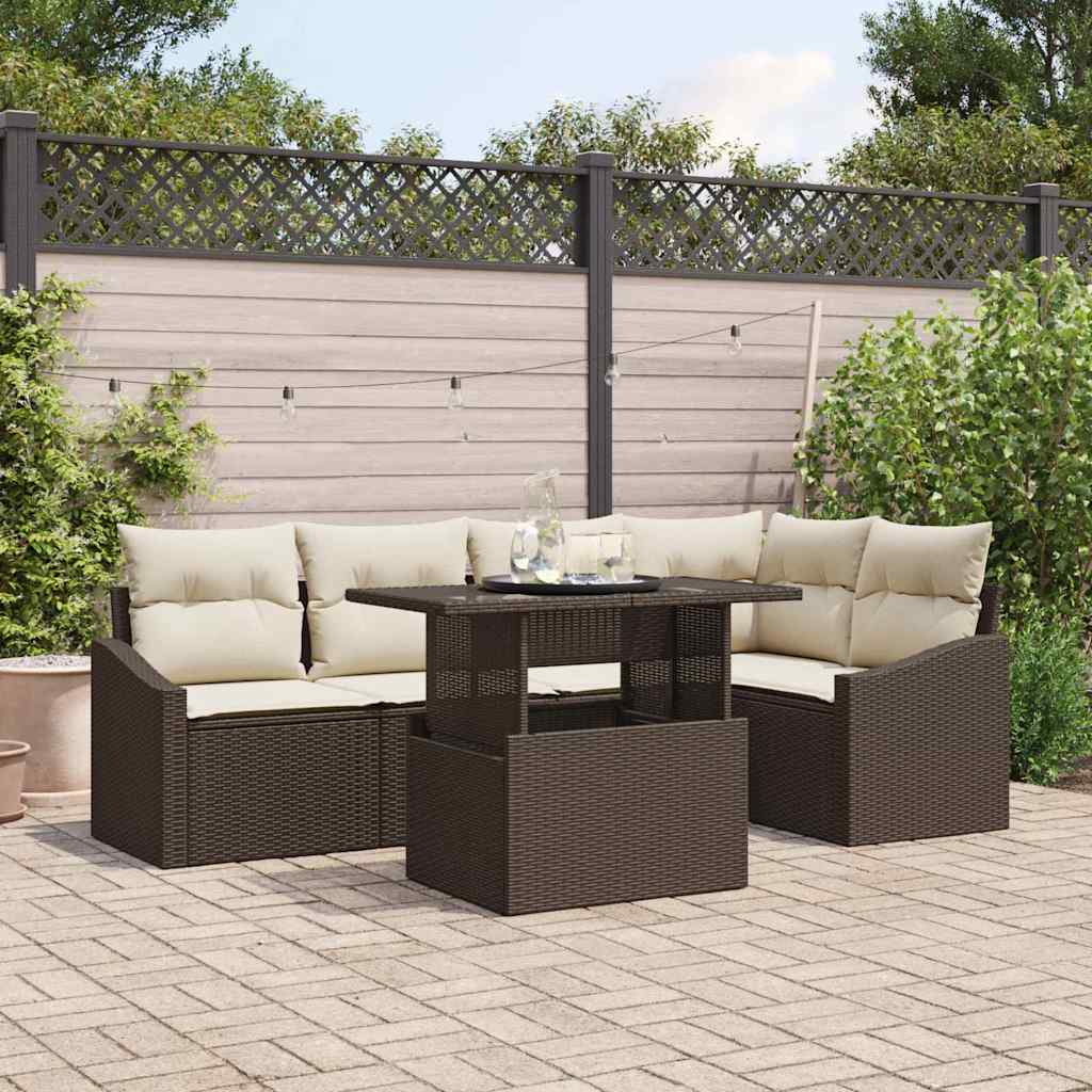 Tuin Sofa Set Met Kussen Met Opslag 6 Pcs En Crème