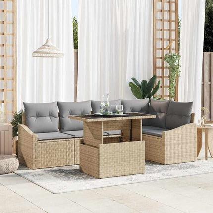 Tuin Sofa Set 6 Pcs Poly Rattan & Gepoedercoat Staal