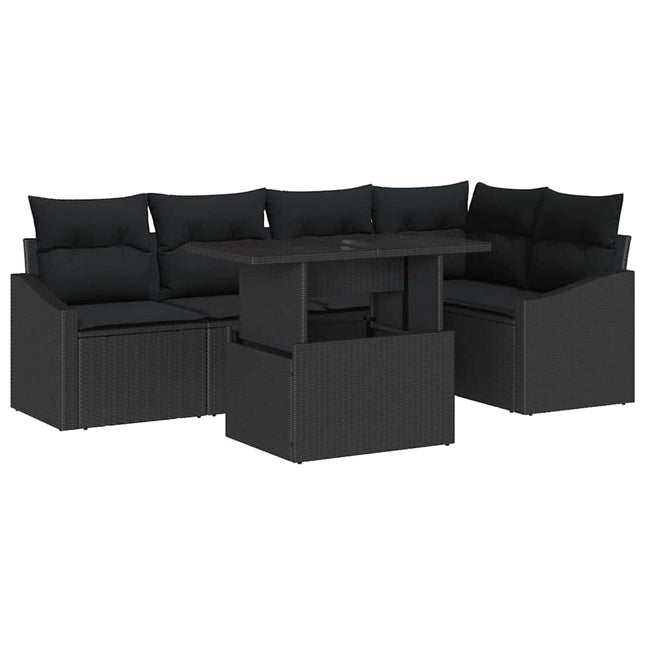 Tuin Sofa Set 6 Pcs Poly Rattan & Gepoedercoat Staal