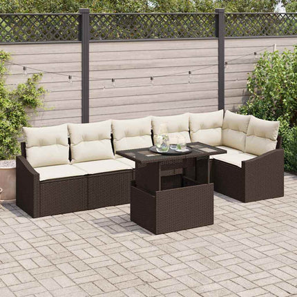 Tuin Sofa Set 7 Pcs Poly Rattan & Gepoedercoat Staal