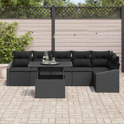 Tuin Sofa Set 7 Pcs Poly Rattan & Gepoedercoat Staal
