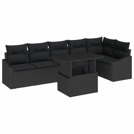 Tuin Sofa Set 7 Pcs Poly Rattan & Gepoedercoat Staal