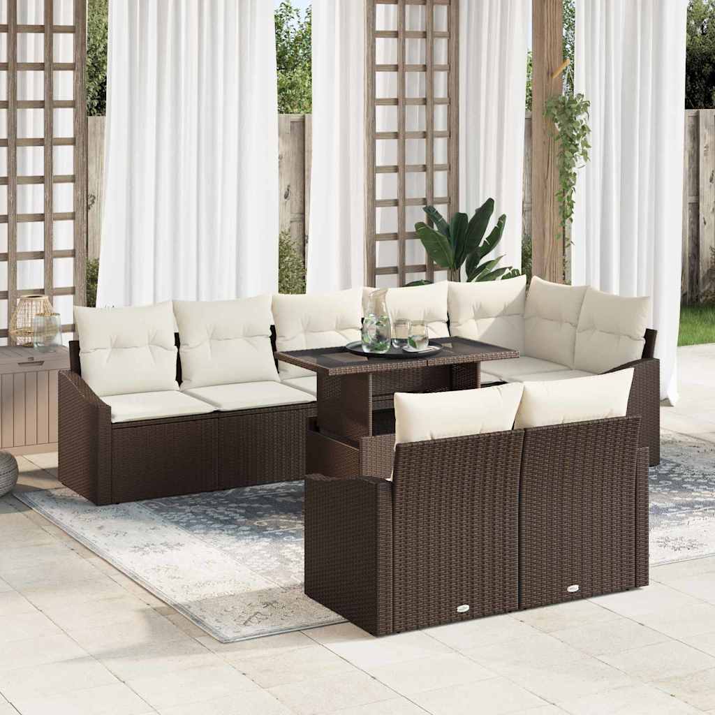 Tuin Sofa Set Met Kussen Met Opslag 9 Pcs En Crème