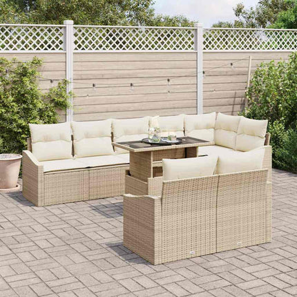 Tuin Sofa Set Met Kussen Met Opslag 9 Pcs En Crème