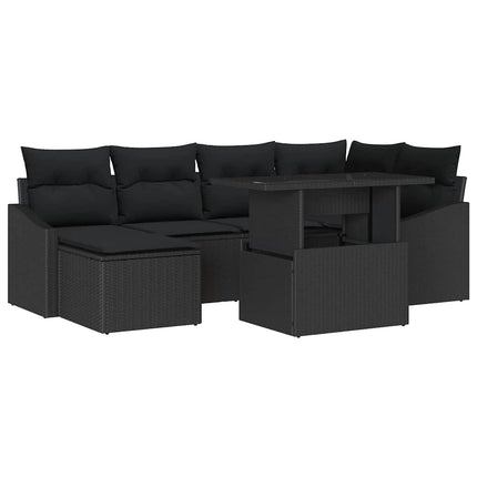 Tuin Sofa Set 7 Pcs Poly Rattan En Poedergecoat Staal